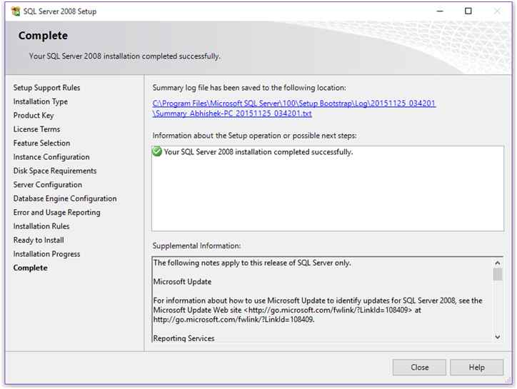 Installation Completed